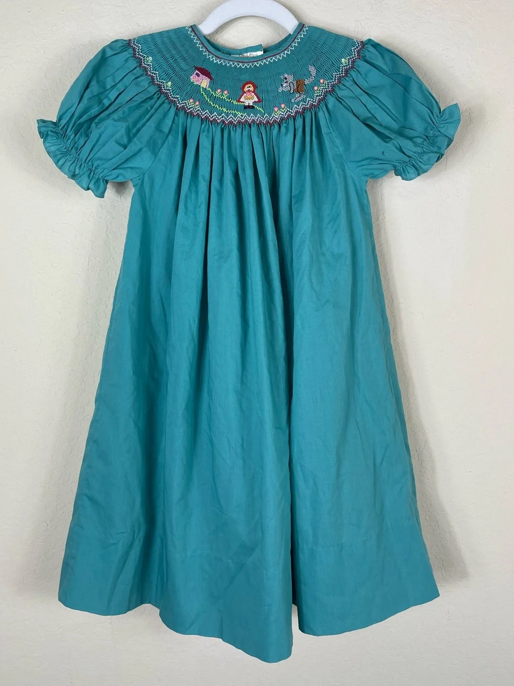 Rosalina Collections Red Riding Hood Smocked Dress Girls Size 5